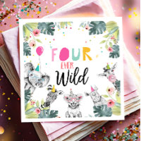 Party Animals Safari Girl Four Ever Wild Birthday
