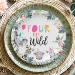 Party Animals Safari Girl Pink Four Wild Birthday Paper Plates<br><div class="desc">♥ A perfect addition to your little one's birthday party! Party Animals theme.</div>