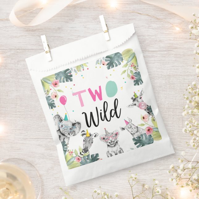 Party Animals Safari Girl Two Wild Second Birthday Favor Bag (Clipped)