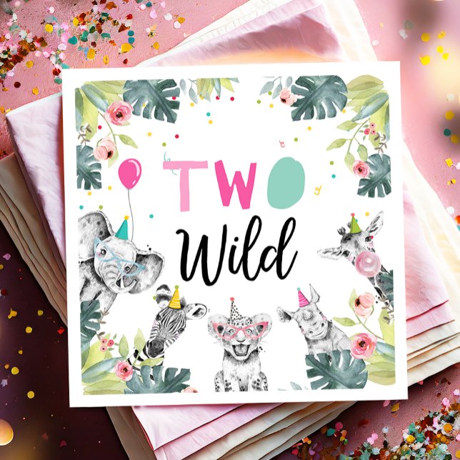 Party Animals Safari Girl Two Wild Second Birthday Napkins (Creator Uploaded)