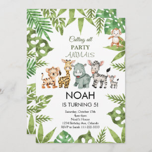 Party Animals Safari Jungle Birthday Invitation