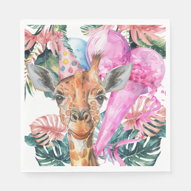 Party Animals Safari Jungle Wild One Birthday  Napkins (Front)