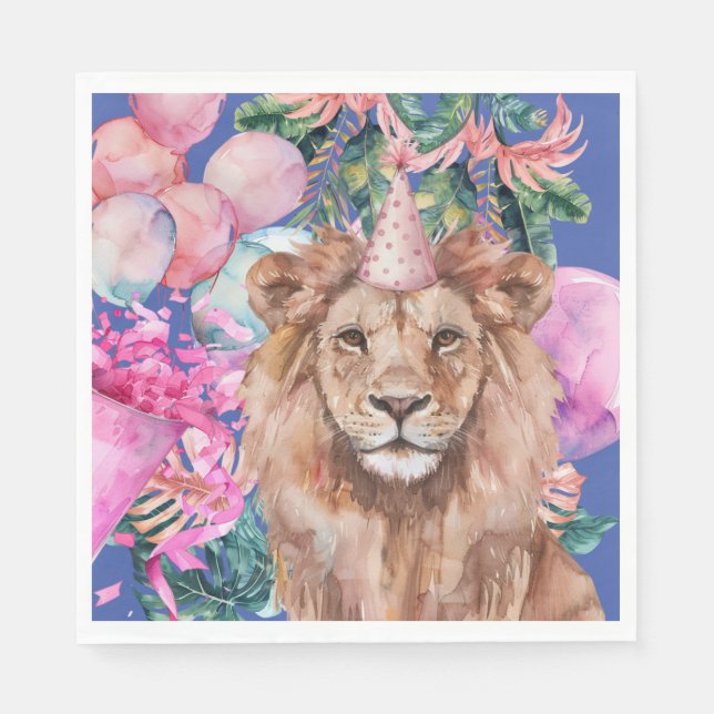 Party Animals Safari Jungle Wild One Birthday  Napkins (Front)