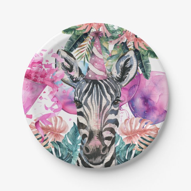 Party Animals Safari Jungle Wild One Birthday  Paper Plates (Front)