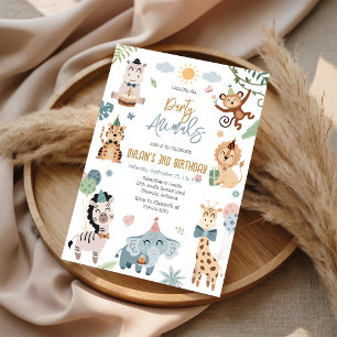 Party Animals Safari Jungle Zoo Kids Birthday Invitation