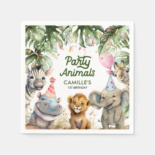 Party Animals Safari Personalized Paper Napkins