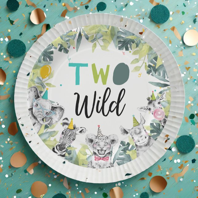 Party Animals Safari Two Wild Boy Birthday Party Paper Plates (Creator Uploaded)