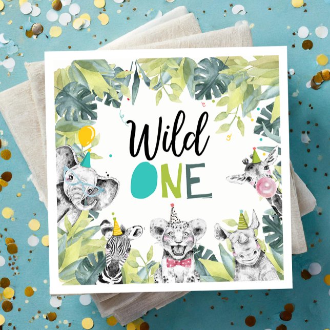 Party Animals Safari Wild One Boy Birthday Party Napkins (Creator Uploaded)