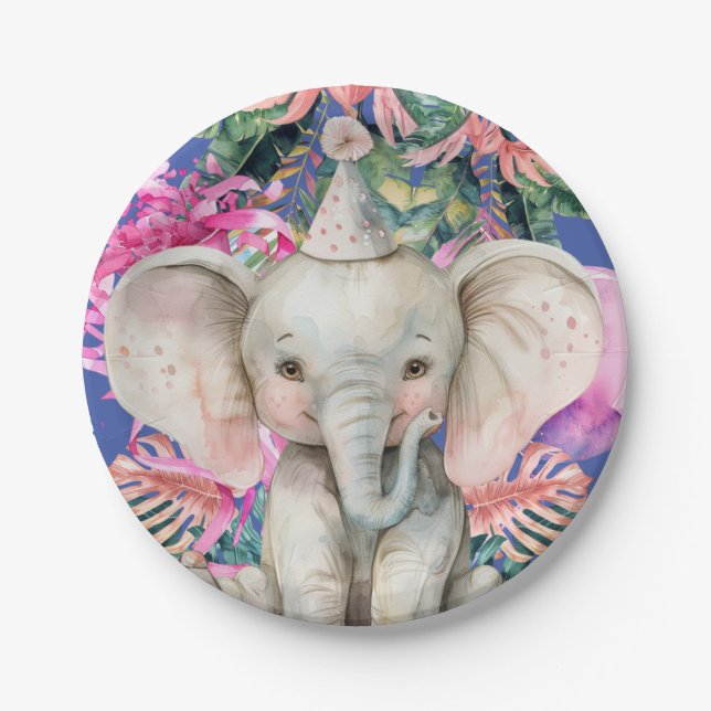 Party Animals Safari Wild One Boy Birthday Party Paper Plates (Front)