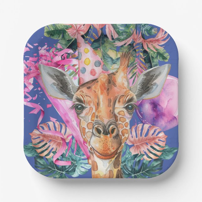 Party Animals Safari Wild One Boy Birthday Party Paper Plates (Front)
