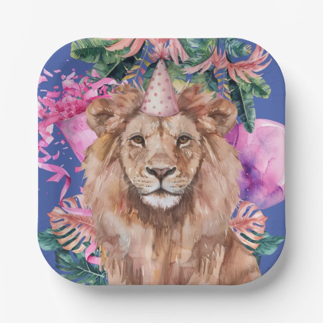 Party Animals Safari Wild One Boy Birthday Party Paper Plates (Front)