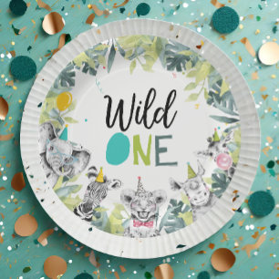 Party Animals Safari Wild One Boy Birthday Party Paper Plates