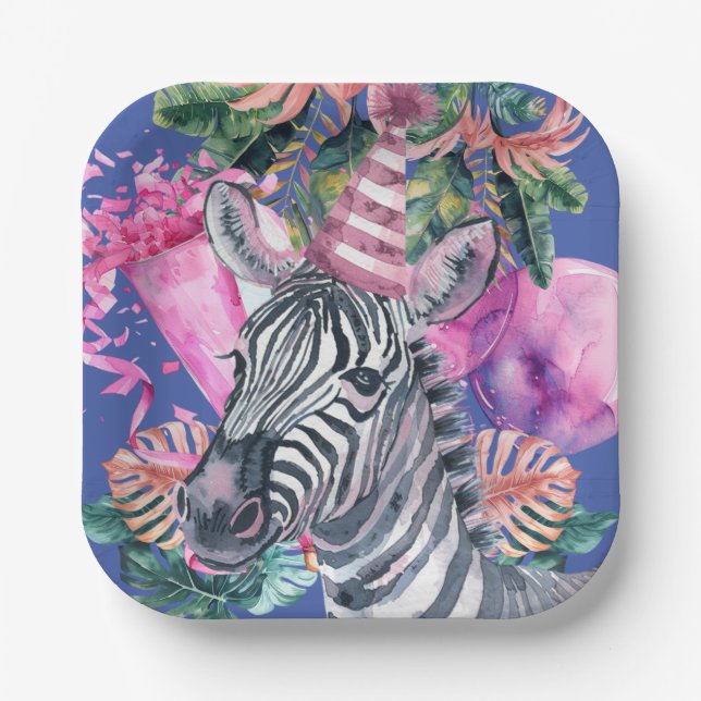 Party Animals Safari Wild One Boy Birthday Party Paper Plates (Front)