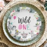 Party Animals Safari Wild One Girl First Birthday Paper Plates<br><div class="desc">♥ A perfect addition to your little one's birthday party! Party Animals theme.</div>