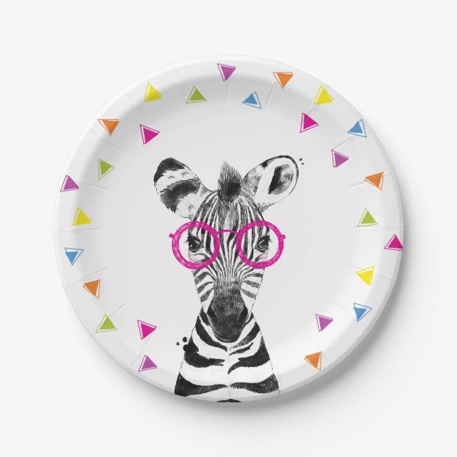 Party Animals Safari Wild Zebra Jungle Birthday  Paper Plates (Front)
