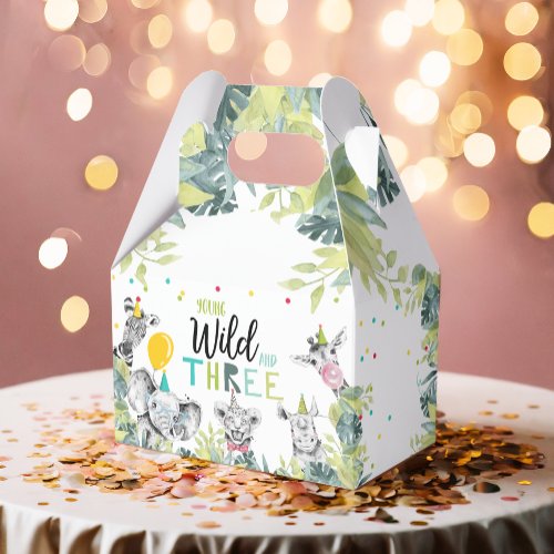Party Animals Safari Young Wild and Three Birthday Favor Boxes