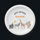 Party Animals Safari Zoo Party Boy Wild Birthday Paper Plates<br><div class="desc">♥ A perfect addition to your little one's birthday party! Wild animals theme. Party animals theme. Designed to match our Party Animals theme collection. ★ Easily PERSONALIZE this design with your details via the "CUSTOMIZE" button! ★ If you need coordinating MATCHING ITEMS, please check our matching collection or shop. If...</div>