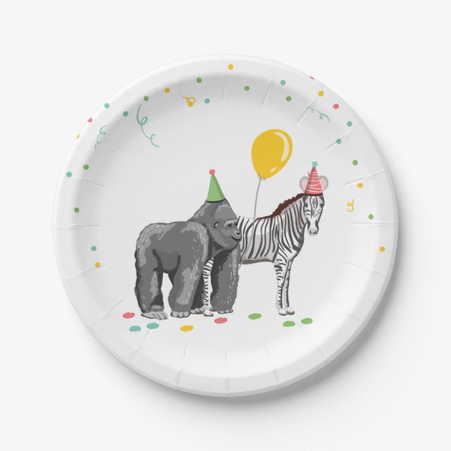 Party Animals Safari Zoo Party Boy Wild Birthday Paper Plates (Front)