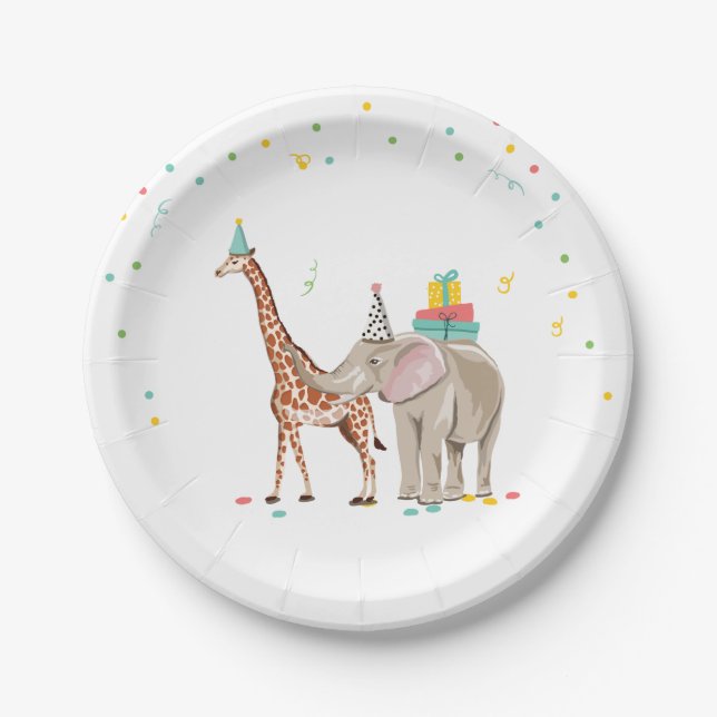 Party Animals Safari Zoo Party Girl Wild Birthday Paper Plates (Front)
