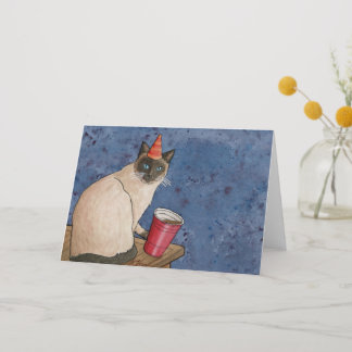 Party Animals: Siamese Cat Card A5