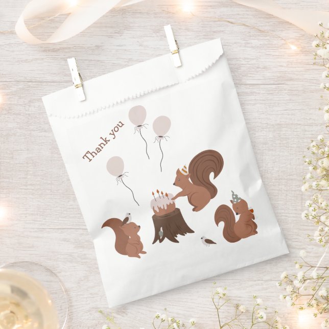 Party Animals Squirrel Birthday Party Favor Bag (Clipped)