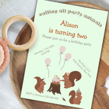 Party Animals Squirrel Birthday Party Invitation