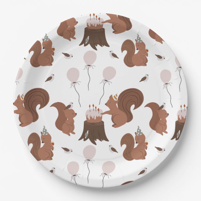 Party Animals Squirrel Birthday Party Paper Plates (Front)
