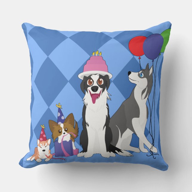 Party Animals Throw Pillow (Front)