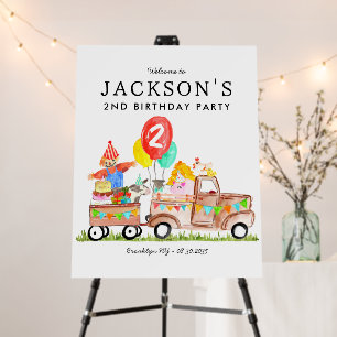 Party Animals Truck Kids Farm Birthday Welcome Foam Board