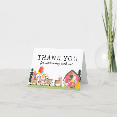 Party Animals Truck Kids Farm Birthday Welcome Thank You Card