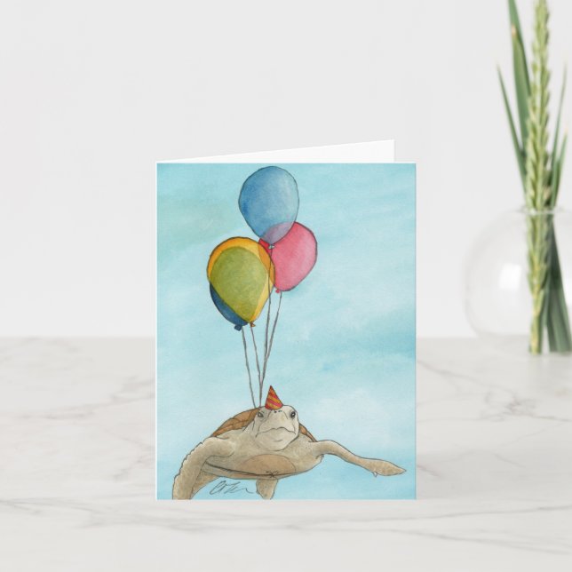 Party Animals: Turtle Greeting Card 4"x5.6" (Front)