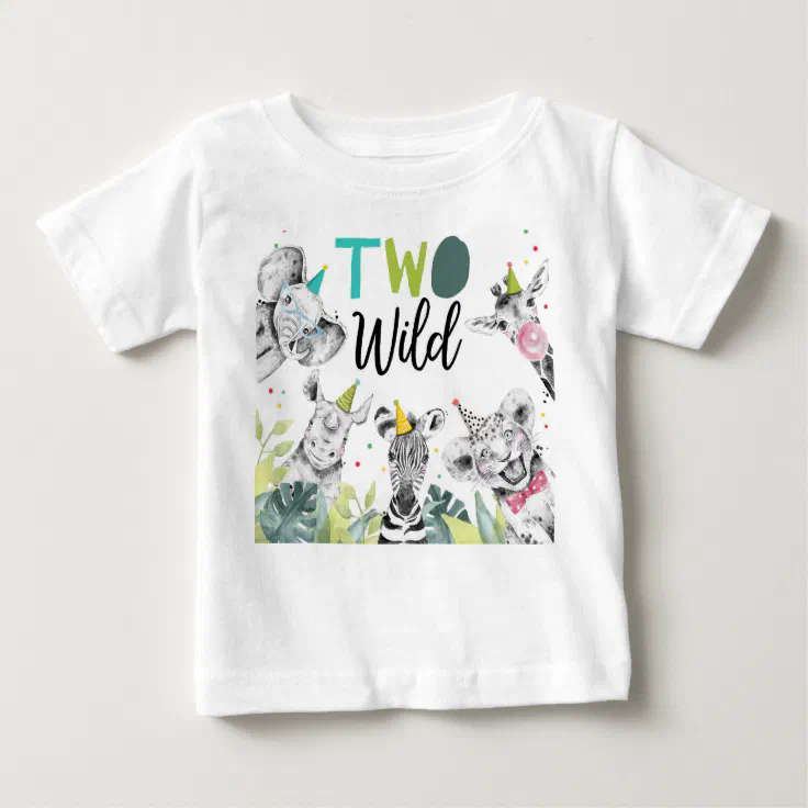 Party Animals Two Wild Boy Safari Birthday Second Baby T-Shirt | Zazzle
