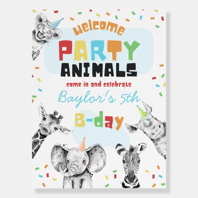 Party Animals Welcome Poster | Safari Welcome Sign (Front)