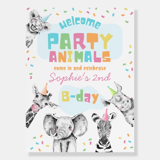 Party Animals Welcome Poster | Safari Welcome Sign (Front)