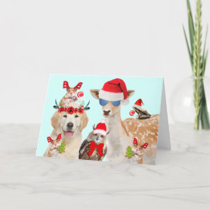 Party Animals Wild Christmas Holiday Card