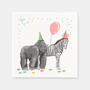 Party Animals Wild One Zoo Jungle Girl Birthday Napkins
