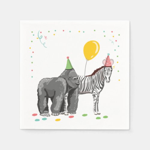 Party Animals Wild One Zoo Wild Jungle Birthday Napkins