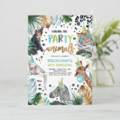 Party Animals Wild Safari Boy Birthday Party  Invitation (Standing Front)