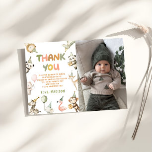  Party Animals Wild Safari Photo Thank You Card