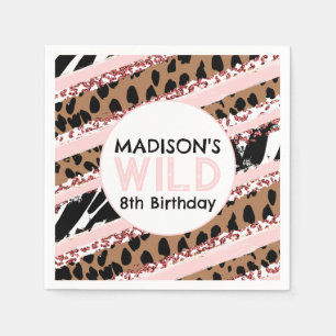 Party Animals Wild Safari Pink Girl Birthday Napkins