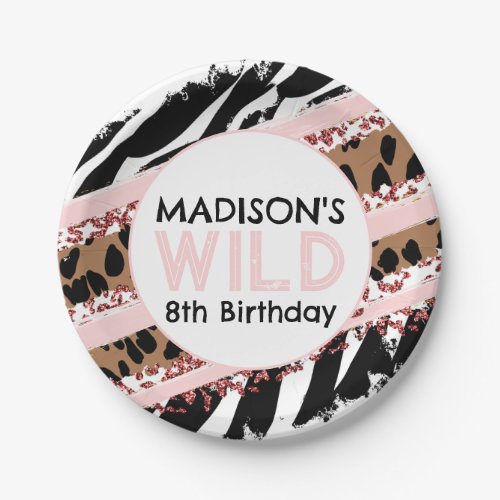 Party Animals Wild Safari Pink Girl Birthday Paper Paper Plates