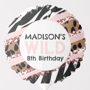 Party Animals Wild Safari Pink Girl Birthday Party Balloon