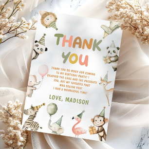  Party Animals Wild Safari Thank You Card