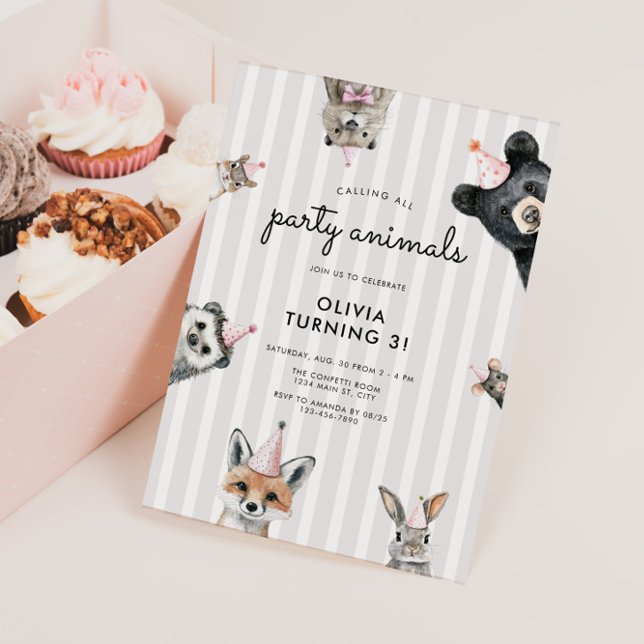 Party Animals Woodland Birthday Invitation (Party Animals Woodland Birthday Invite)