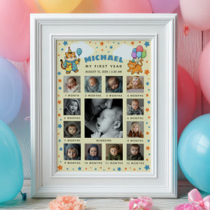 Party Animals ZOO 1st Birthday Photo Timeline  Poster