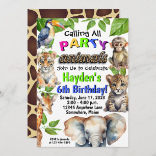Party Animals Zoo Monkey Birthday Invitations