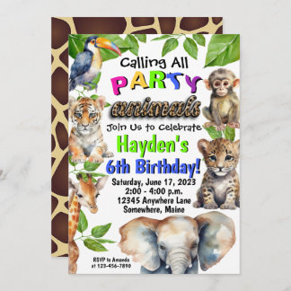 Party Animals Zoo Monkey Birthday Invitations