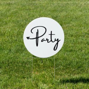 Party arrow sign circle left Yard Sign