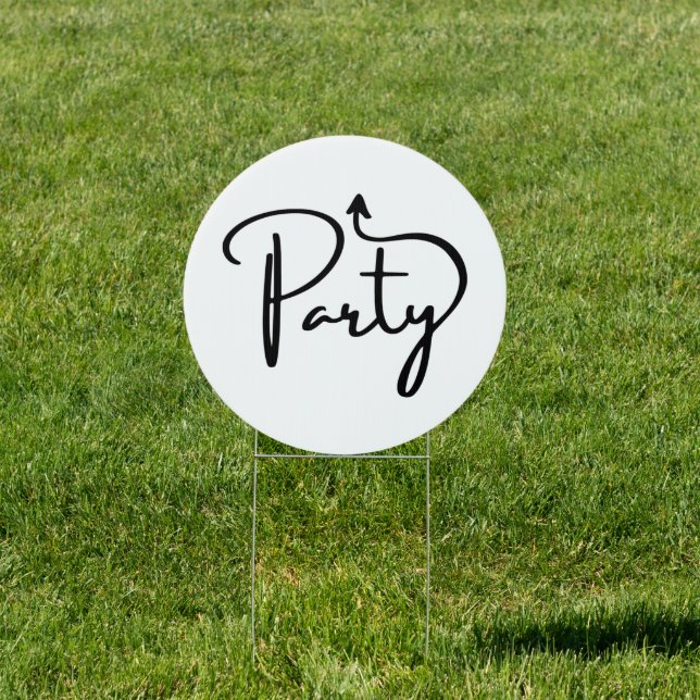 Party arrow sign circle Yard Sign (Insitu)