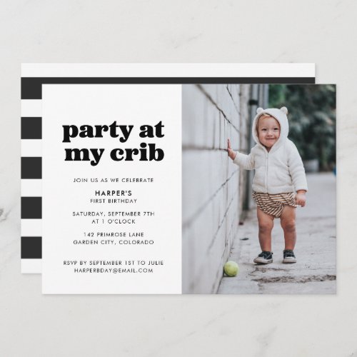 Party at My Crib 1st Birthday Party Invitation